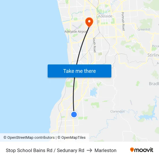 Stop School Bains Rd / Sedunary Rd to Marleston map