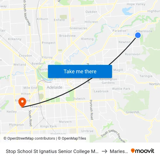 Stop School St Ignatius Senior College Manresa Ct to Marleston map