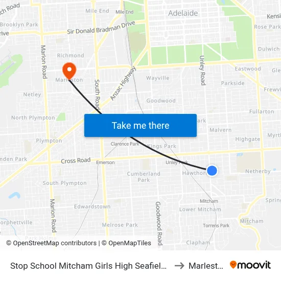 Stop School Mitcham Girls High Seafield Av to Marleston map
