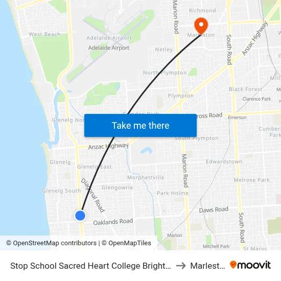 Stop School Sacred Heart College Brighton Rd to Marleston map