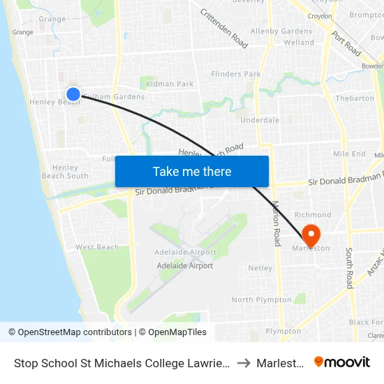 Stop School St Michaels College Lawrie St to Marleston map