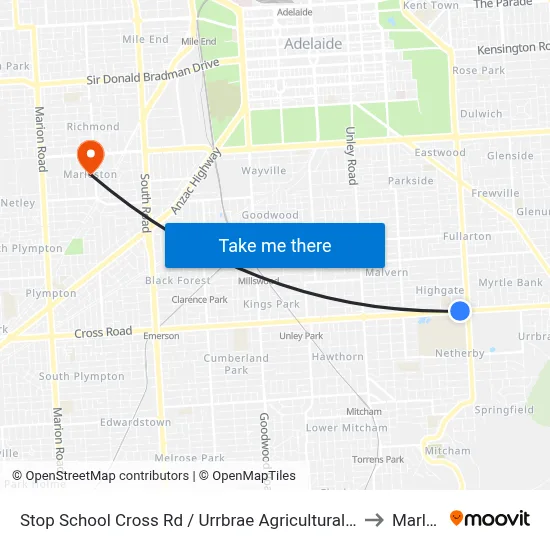 Stop School Cross Rd / Urrbrae Agricultural High School - North side to Marleston map