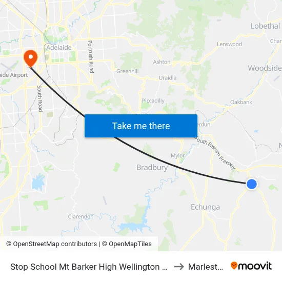Stop School Mt Barker High Wellington Rd to Marleston map