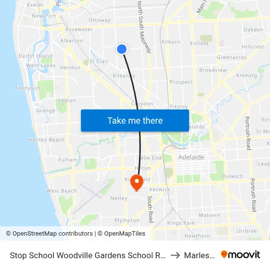 Stop School Woodville Gardens School Ridley Gr to Marleston map