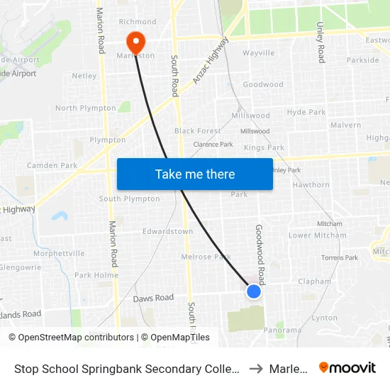 Stop School Springbank Secondary College Daws Rd to Marleston map