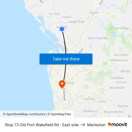 Stop 73 Old Port Wakefield Rd - East side to Marleston map
