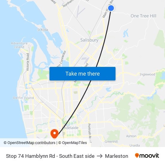 Stop 74 Hamblynn Rd - South East side to Marleston map