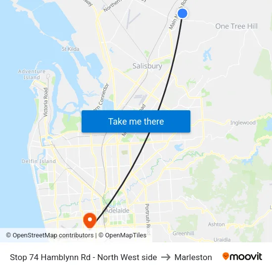 Stop 74 Hamblynn Rd - North West side to Marleston map