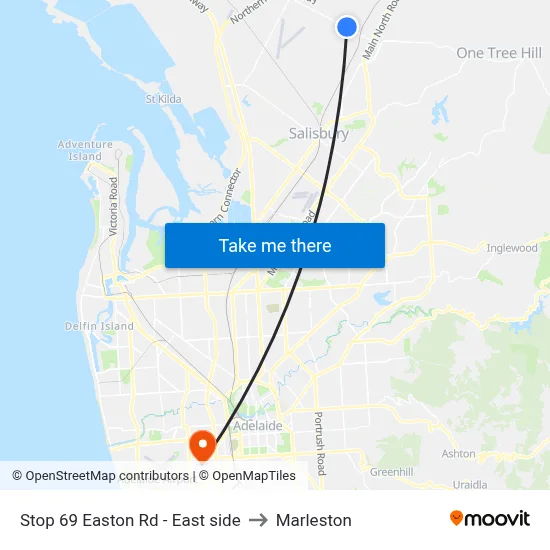 Stop 69 Easton Rd - East side to Marleston map