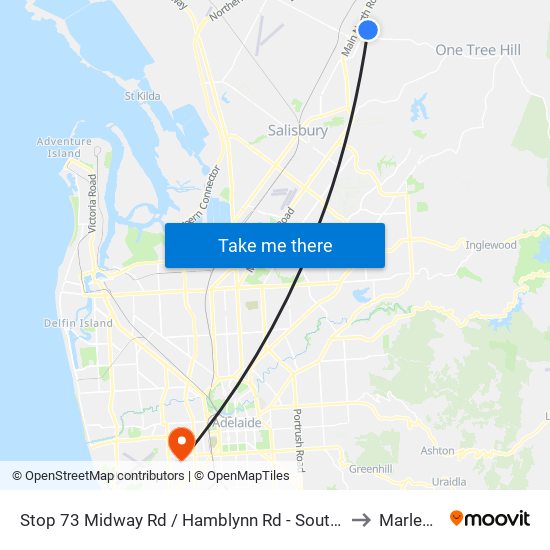 Stop 73 Midway Rd / Hamblynn Rd - South West side to Marleston map