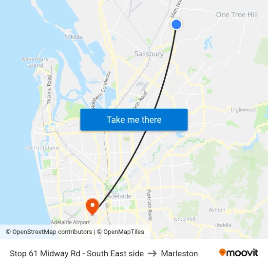 Stop 61 Midway Rd - South East side to Marleston map