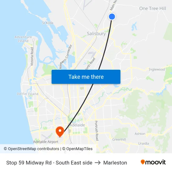 Stop 59 Midway Rd - South East side to Marleston map