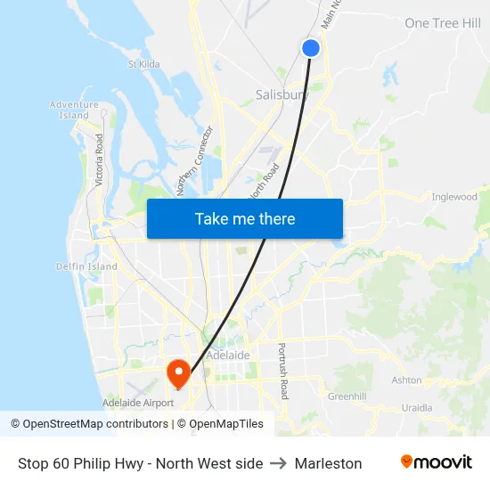 Stop 60 Philip Hwy - North West side to Marleston map