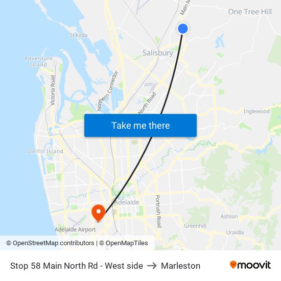 Stop 58 Main North Rd - West side to Marleston map