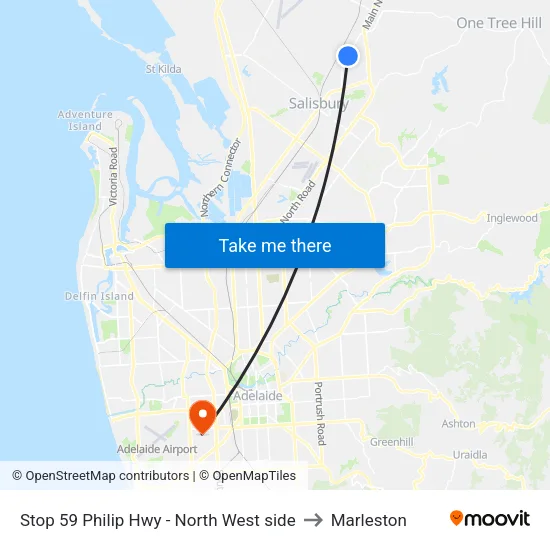Stop 59 Philip Hwy - North West side to Marleston map