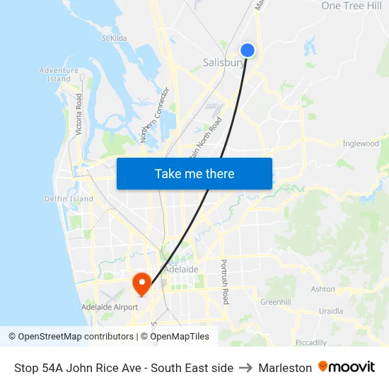 Stop 54A John Rice Ave - South East side to Marleston map
