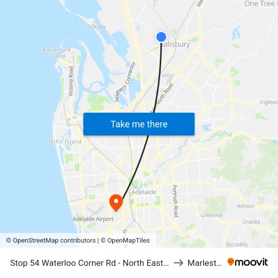 Stop 54 Waterloo Corner Rd - North East side to Marleston map