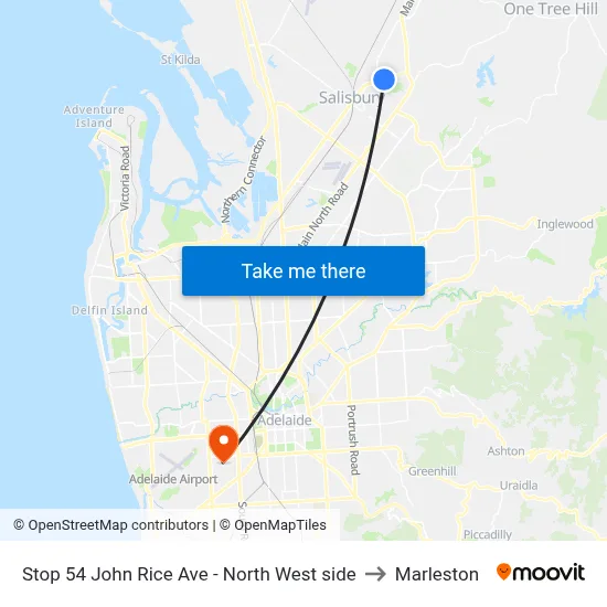 Stop 54 John Rice Ave - North West side to Marleston map