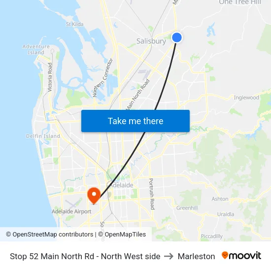 Stop 52 Main North Rd - North West side to Marleston map