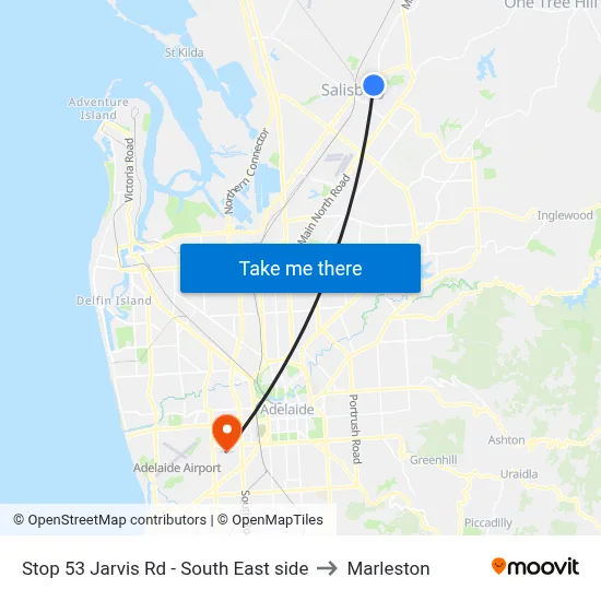 Stop 53 Jarvis Rd - South East side to Marleston map