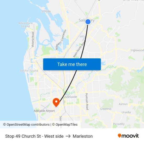 Stop 49 Church St - West side to Marleston map