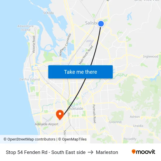 Stop 54 Fenden Rd - South East side to Marleston map