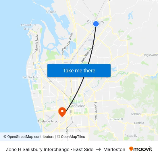Zone H Salisbury Interchange - East Side to Marleston map