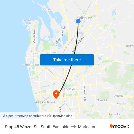 Stop 45 Winzor St - South East side to Marleston map