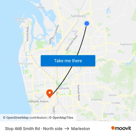 Stop 46B Smith Rd - North side to Marleston map