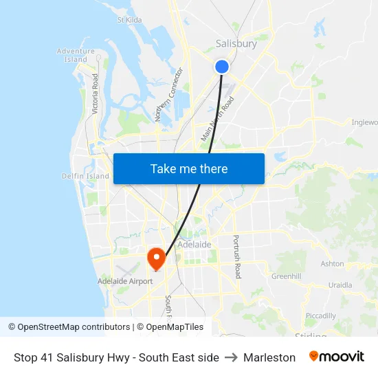 Stop 41 Salisbury Hwy - South East side to Marleston map
