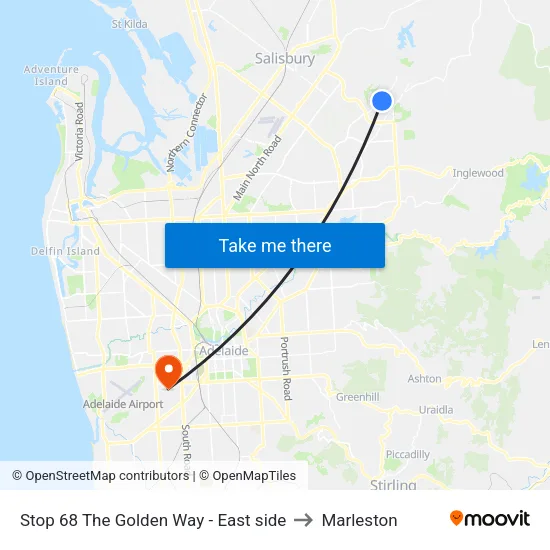 Stop 68 The Golden Way - East side to Marleston map