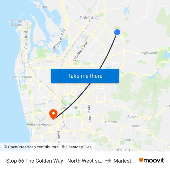 Stop 66 The Golden Way - North West side to Marleston map