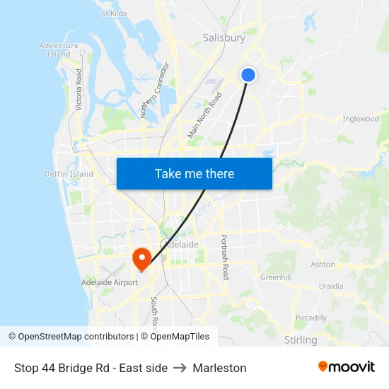 Stop 44 Bridge Rd - East side to Marleston map