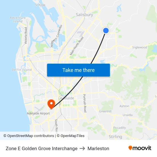 Zone E Golden Grove Interchange to Marleston map