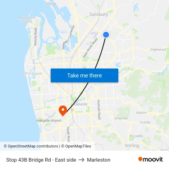 Stop 43B Bridge Rd - East side to Marleston map