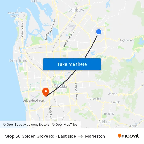 Stop 50 Golden Grove Rd - East side to Marleston map