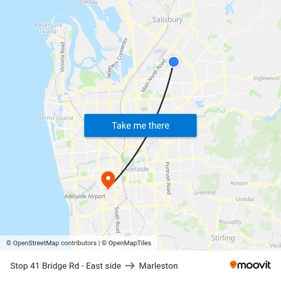 Stop 41 Bridge Rd - East side to Marleston map