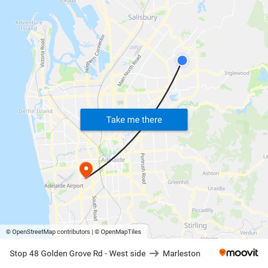 Stop 48 Golden Grove Rd - West side to Marleston map