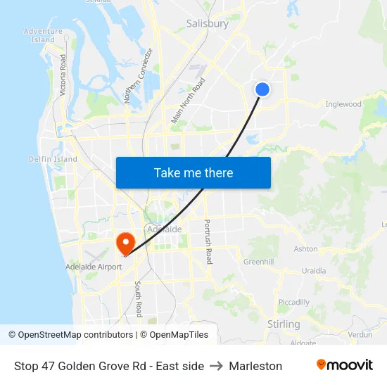 Stop 47 Golden Grove Rd - East side to Marleston map