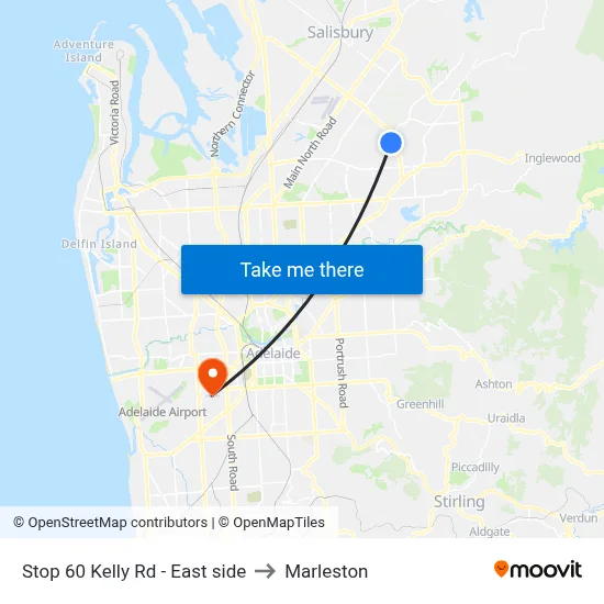 Stop 60 Kelly Rd - East side to Marleston map