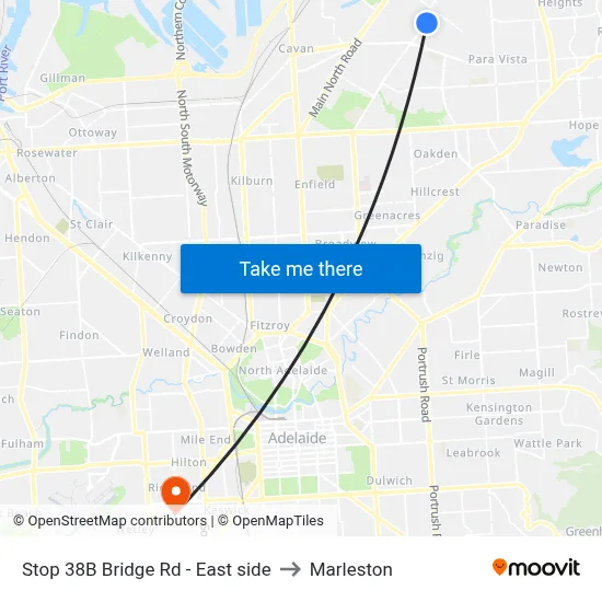 Stop 38B Bridge Rd - East side to Marleston map