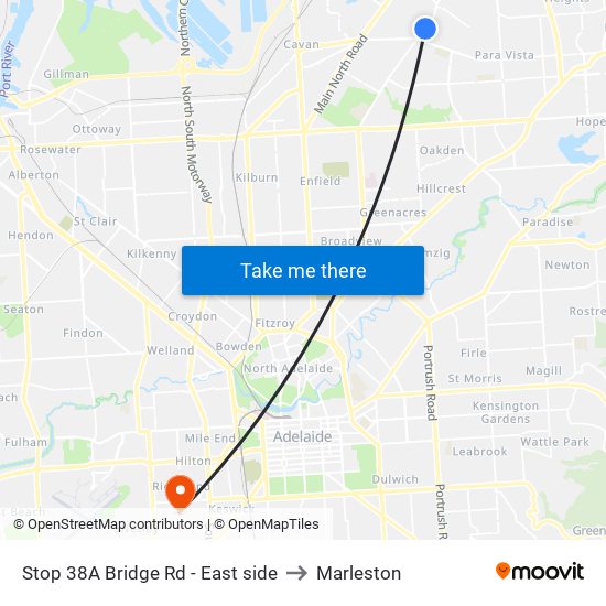 Stop 38A Bridge Rd - East side to Marleston map