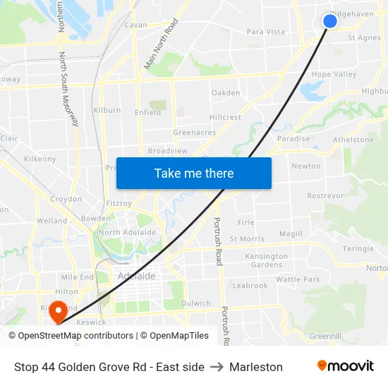 Stop 44 Golden Grove Rd - East side to Marleston map
