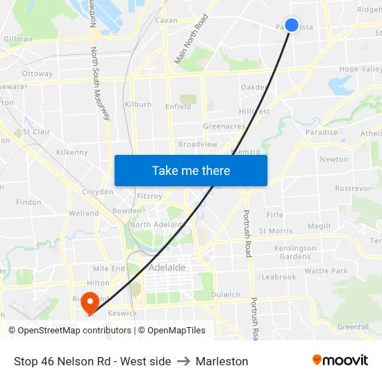 Stop 46 Nelson Rd - West side to Marleston map