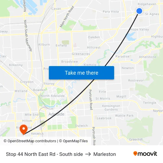 Stop 44 North East Rd - South side to Marleston map