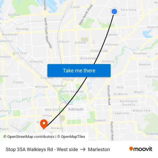 Stop 35A Walkleys Rd - West side to Marleston map