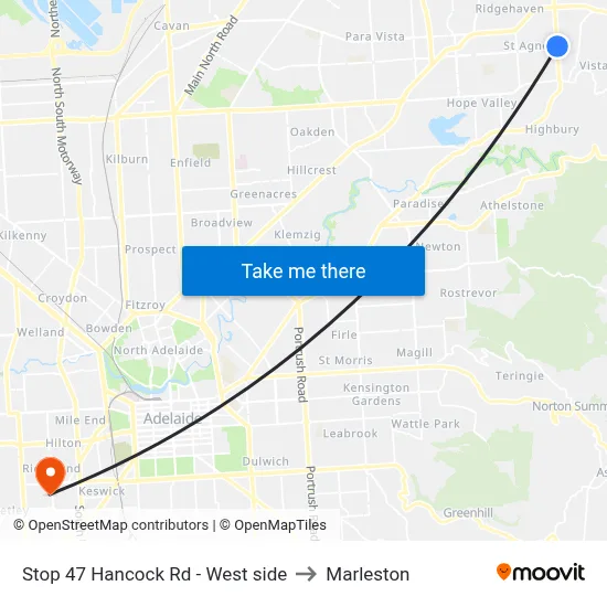 Stop 47 Hancock Rd - West side to Marleston map