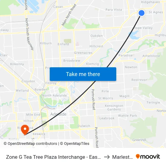 Zone G Tea Tree Plaza Interchange - East side to Marleston map