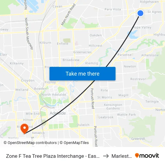 Zone F Tea Tree Plaza Interchange - East side to Marleston map