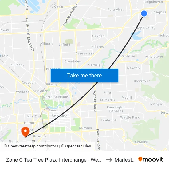 Zone C Tea Tree Plaza Interchange - West side to Marleston map